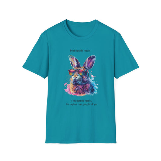 Shirt Rabbit for Men tropical blue unisex short sleeved modern funny shirt
