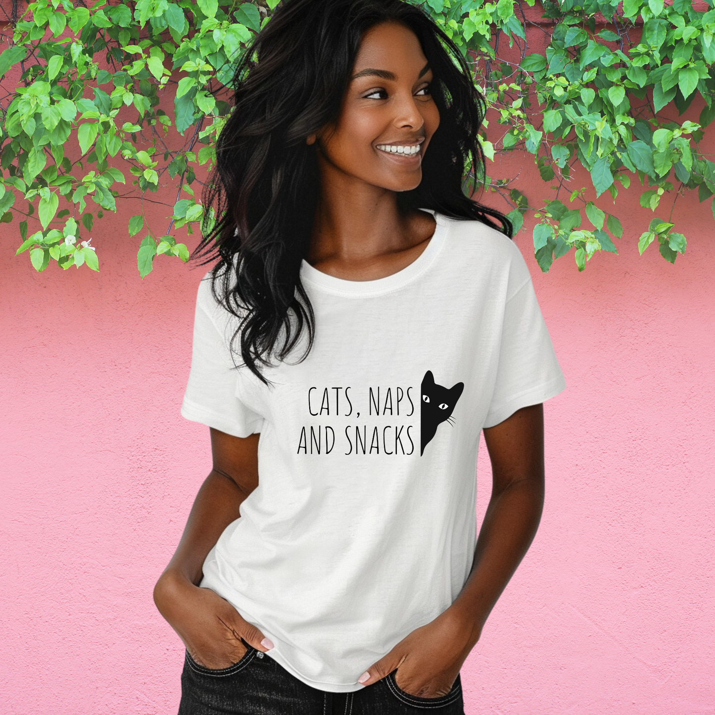 Shirt Kat voor vrouw unisex zwaar katoenen modern grappig shirt met korte mouwen